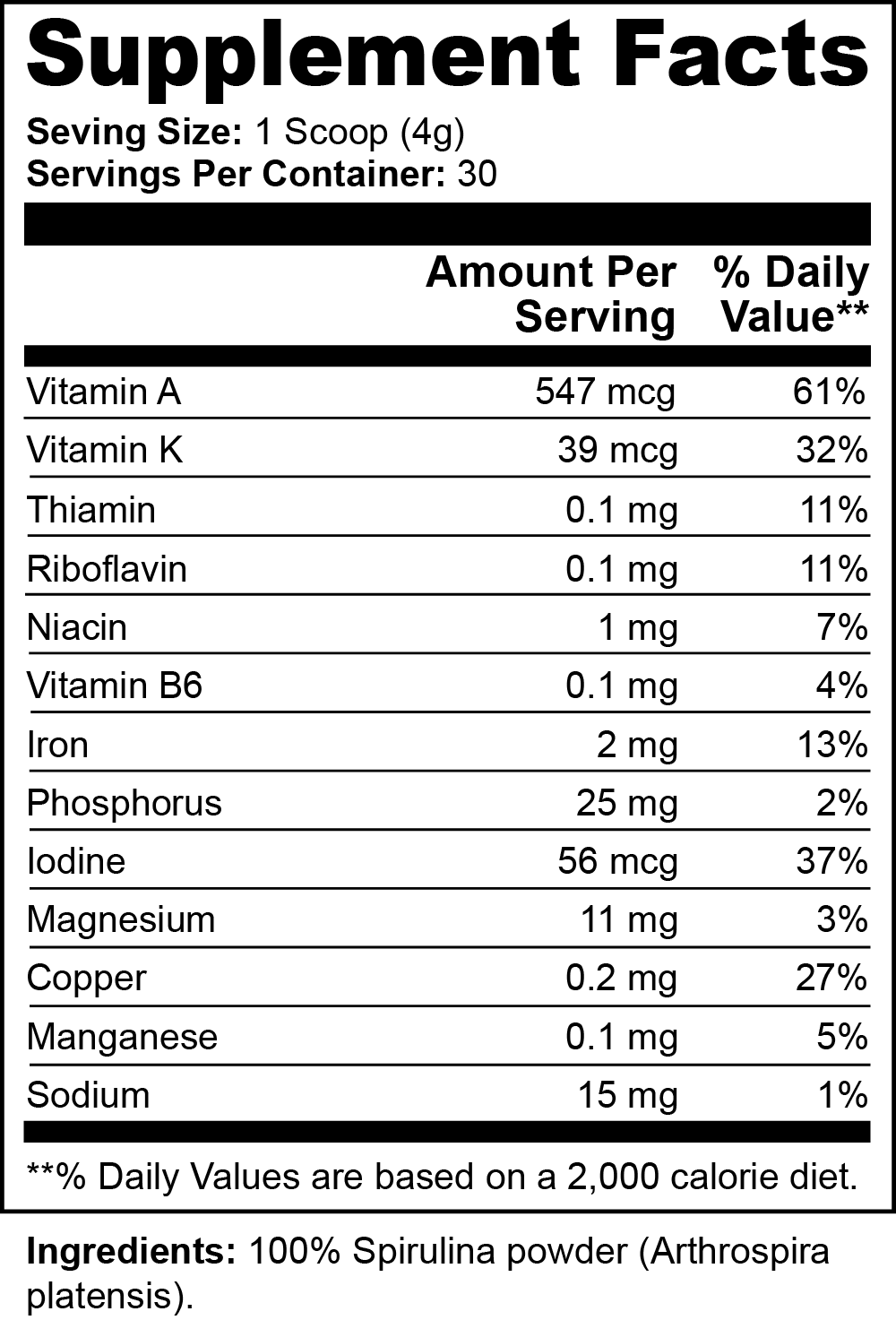 Ojas : Potent 100% Organic Spirulina Powder